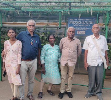 Dr. Elangovan of Kutumbakkam village, a scientist and Gandhian leader, visited Arivuthottam and shared his inspiring journey of rural development, hydroponic farming, mobile education initiatives, and solar value-added units. His guidance has strengthened our vision for sustainable growth and future projects at Arivuthottam.